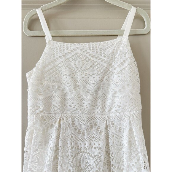 Rare Editions Girls Sz 6 White Lace Dress Thin Straps Bottom Ruffle 100% Poly - Picture 3 of 11